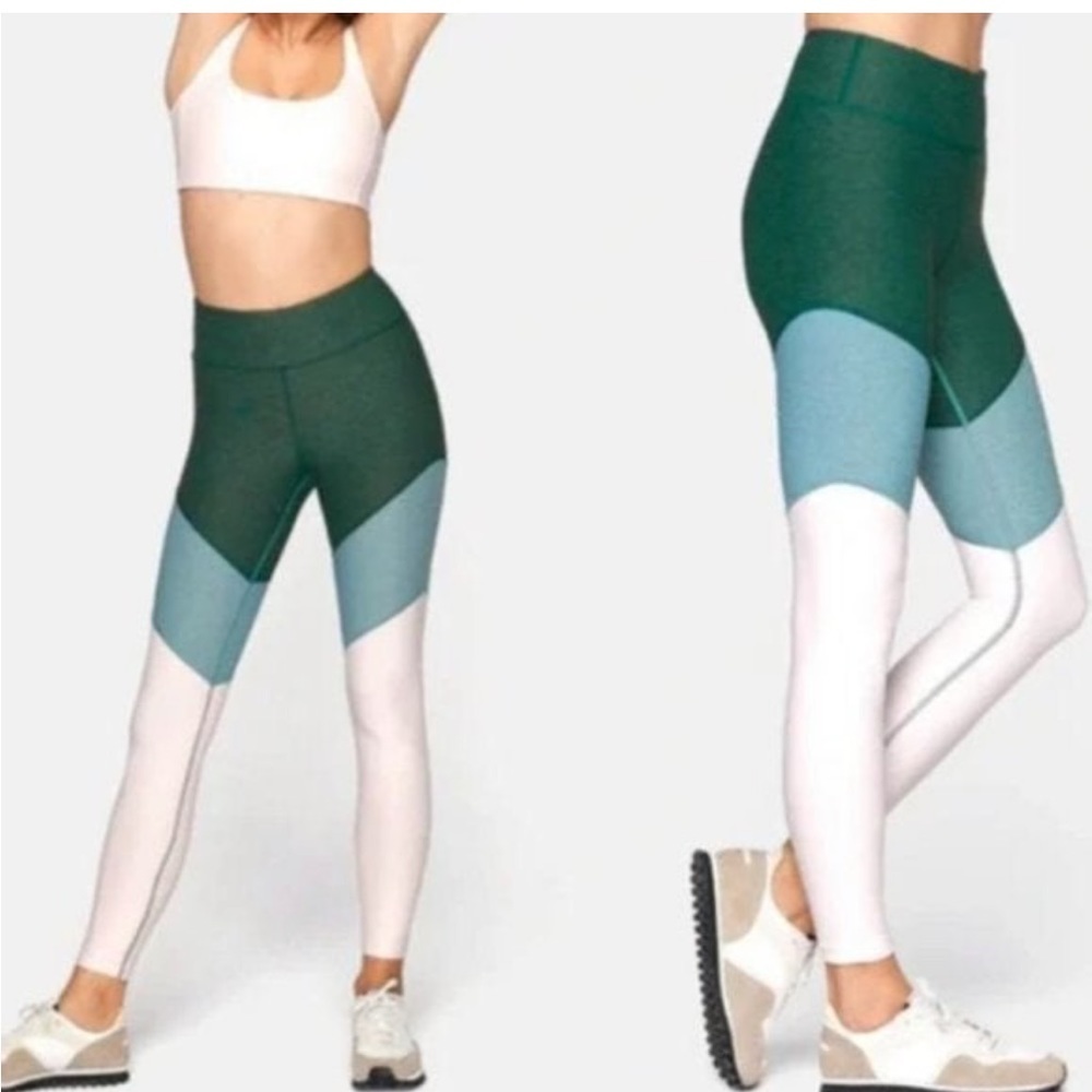 Outdoor Voices Leggings Springs mid-rise green Colorblock